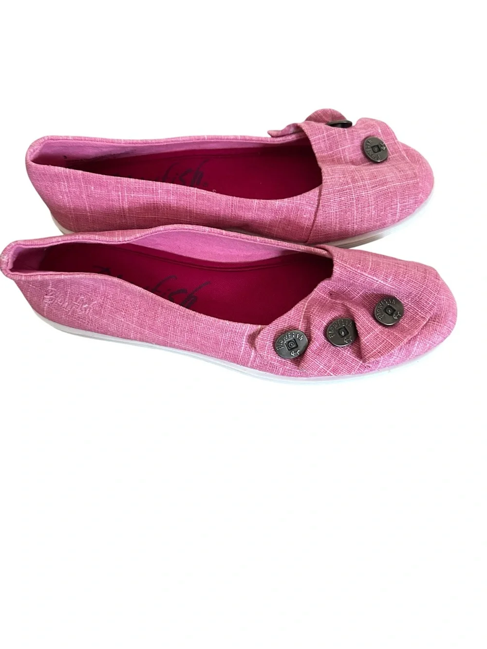 Blow fish Pink girls size 3  Button-Accent Slip-On Flats